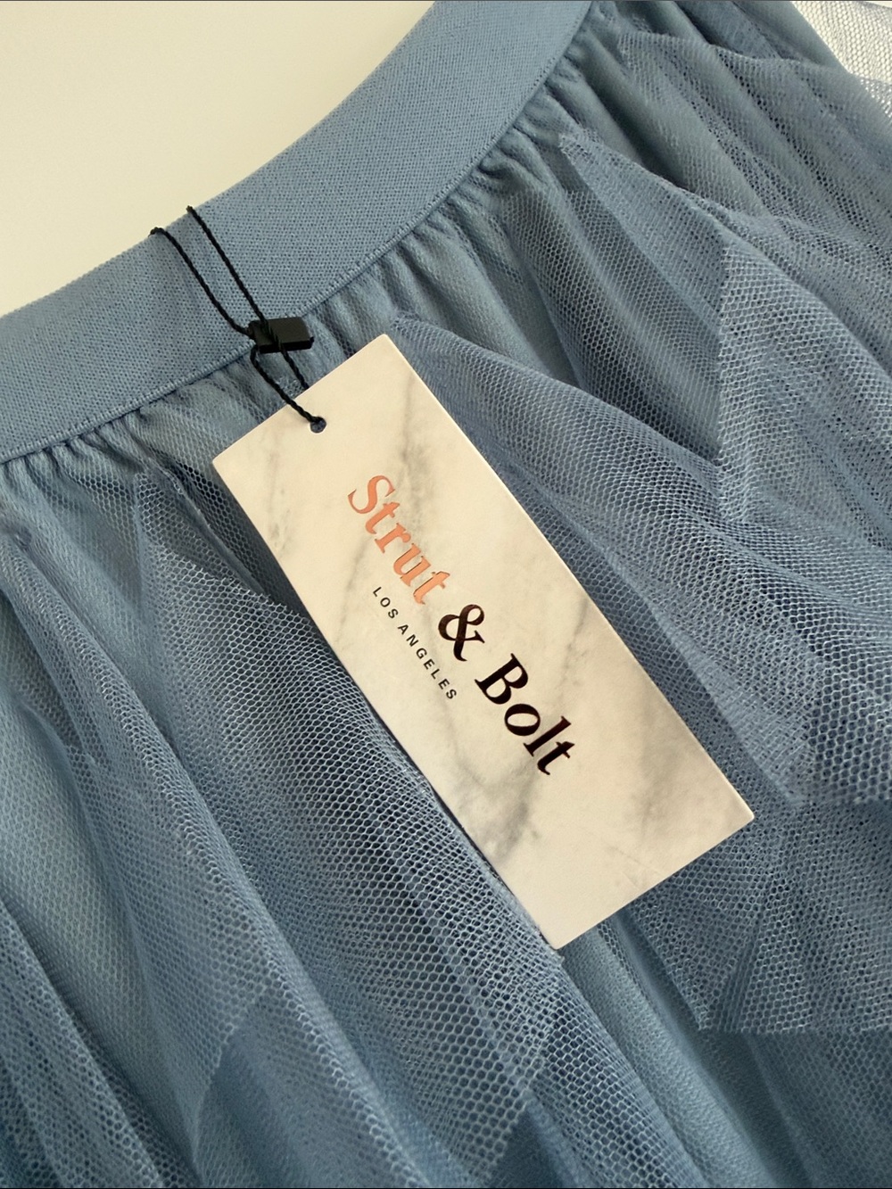 Vici Ruffle Tulle Midi Skirt in Grey Blue - Picture 2 of 3